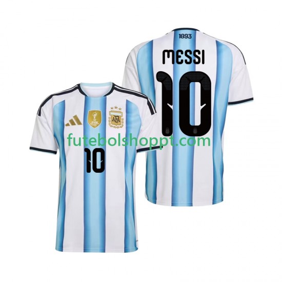 Camisola Homem Argentina Lionel Messi 10 Principais Equipamento Copa do Mundo 2026 Manga Curta
