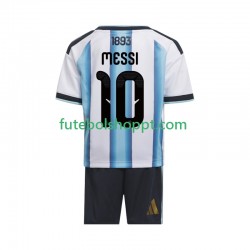Camisola Júnior Argentina Lionel Messi 10 Principais Equipamento Copa do Mundo 2026 Manga Curta