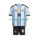 Camisola Júnior Argentina Lionel Messi 10 Principais Equipamento Copa do Mundo 2026 Manga Curta