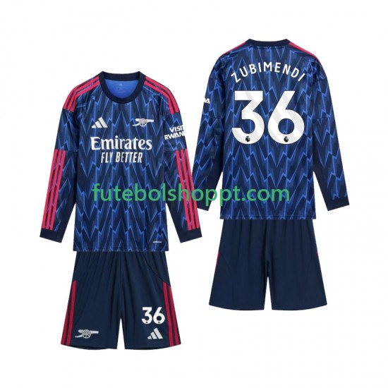 Camisola Júnior Arsenal Zubimendi 36 Alternativa Equipamento 2025-2026 Manga Comprida