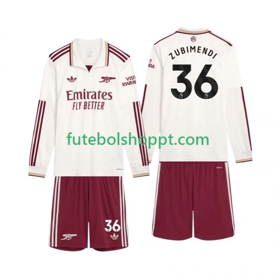 Camisola Júnior Arsenal Zubimendi 36 Terceiro Equipamento 2025-2026 Manga Comprida