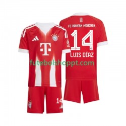 Camisola Júnior Bayern de Munique Luis Diaz 14 Principais Equipamento 2025-2026 Manga Curta