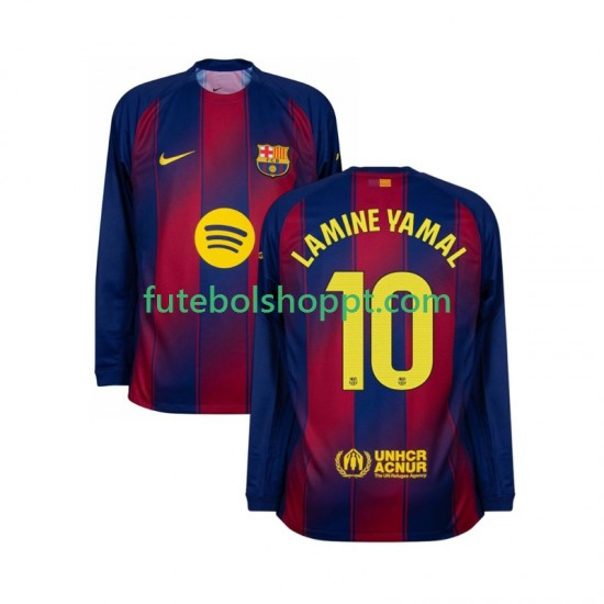 Camisola Homem FC Barcelona Lamine Yamal 10 Principais Equipamento 2025-2026 Manga Comprida