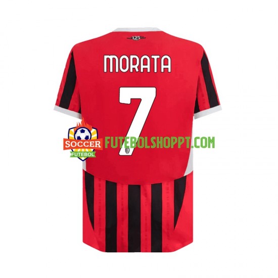Camisola Homem AC Milan Alvaro Morata 7 Principais Equipamento 2024-2025 Manga Curta