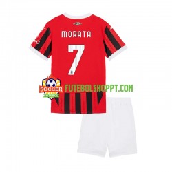 Camisola Júnior AC Milan Alvaro Morata 7 Principais Equipamento 2024-2025 Manga Curta