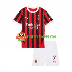 Camisola Júnior AC Milan Alvaro Morata 7 Principais Equipamento 2024-2025 Manga Curta