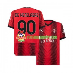Camisola Homem AC Milan Charles De Ketelaere 90 Principais Equipamento 2023-2024 Manga Curta