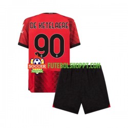 Camisola Júnior AC Milan Charles De Ketelaere 90 Principais Equipamento 2023-2024 Manga Curta