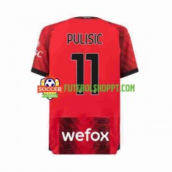 Camisola Homem AC Milan Christian Pulisic 11 Principais Equipamento 2023-2024 Manga Curta