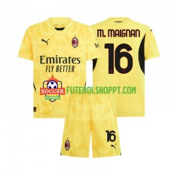 Camisola Júnior AC Milan Mike Maignan 16 Guarda-redes Alternativa Equipamento 2024-2025 Manga Curta