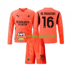 Camisola Júnior AC Milan Mike Maignan 16 Guarda-redes Quarto Equipamento 2024-2025 Manga Comprida