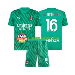 Camisola Júnior AC Milan Mike Maignan 16 Guarda-redes Principais Equipamento 2023-2024 Manga Curta Camisola Júnior AC Milan Mike Maignan 16 Guarda-redes Principais Equipamento 2023-2024 Manga Curta