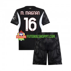 Camisola Júnior AC Milan Mike Maignan 16 Guarda-redes Principais Equipamento 2024-2025 Manga Curta