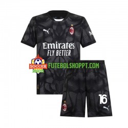 Camisola Júnior AC Milan Mike Maignan 16 Guarda-redes Principais Equipamento 2024-2025 Manga Curta
