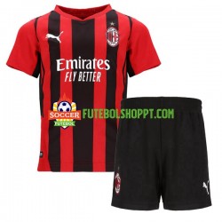 Camisola Júnior AC Milan Principais Equipamento 2021-2022 Manga Curta