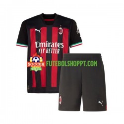 Camisola Júnior AC Milan Principais Equipamento 2022-2023 Manga Curta