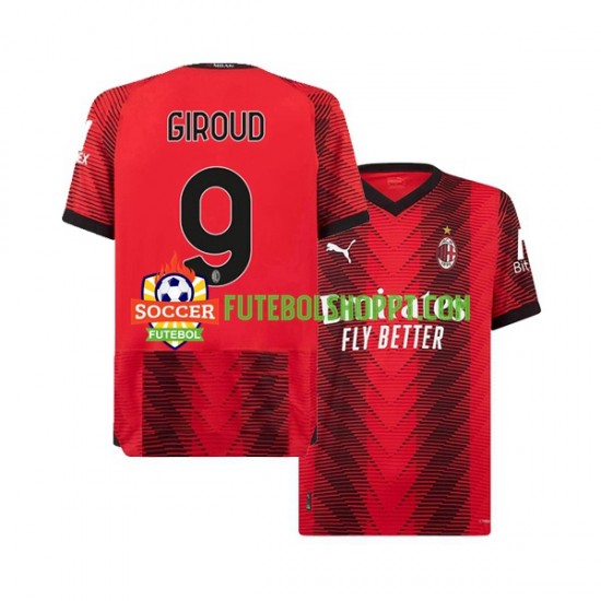 Camisola Homem AC Milan Olivier Giroud 9 Principais Equipamento 2023-2024 Manga Curta