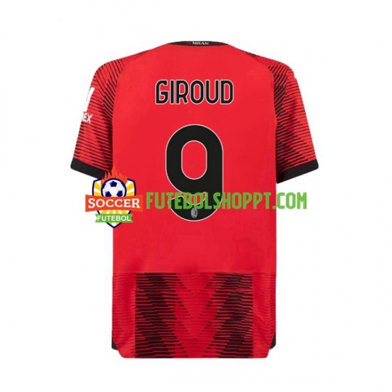Camisola Homem AC Milan Olivier Giroud 9 Principais Equipamento 2023-2024 Manga Curta
