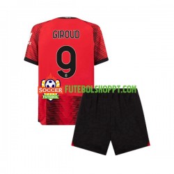 Camisola Júnior AC Milan Olivier Giroud 9 Principais Equipamento 2023-2024 Manga Curta
