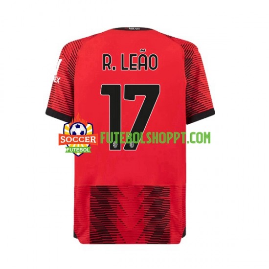 Camisola Homem AC Milan Rafael Leao 17 Principais Equipamento 2023-2024 Manga Curta