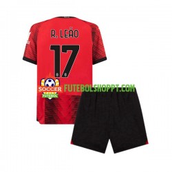 Camisola Júnior AC Milan Rafael Leao 17 Principais Equipamento 2023-2024 Manga Curta