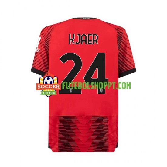 Camisola Homem AC Milan Simon Kjaer 24 Principais Equipamento 2023-2024 Manga Curta