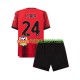 Camisola Júnior AC Milan Simon Kjaer 24 Principais Equipamento 2023-2024 Manga Curta