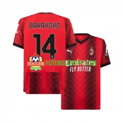 Camisola Homem AC Milan Tiemoue Bakayoko 14 Principais Equipamento 2023-2024 Manga Curta