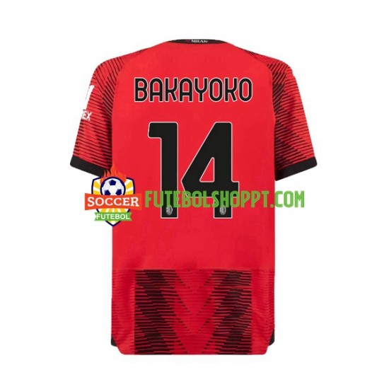 Camisola Homem AC Milan Tiemoue Bakayoko 14 Principais Equipamento 2023-2024 Manga Curta