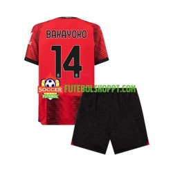 Camisola Júnior AC Milan Tiemoue Bakayoko 14 Principais Equipamento 2023-2024 Manga Curta