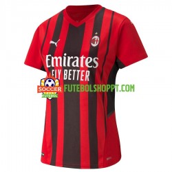 Camisola Mulher AC Milan Principais Equipamento 2021-2022 Manga Curta