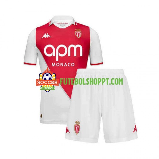 Camisola Júnior AS Monaco Principais Equipamento 2024-2025 Manga Curta