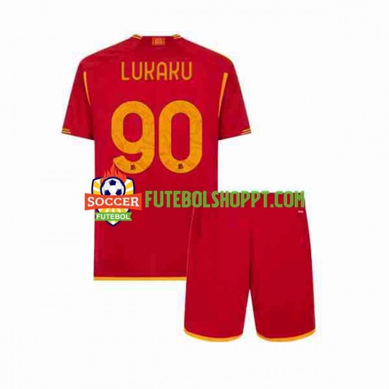 Camisola Júnior AS Roma Romelu Lukaku 90 Principais Equipamento 2023-2024 Manga Curta
