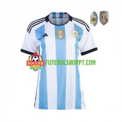 Camisola Mulher Argentina 3 Stars Principais Equipamento Copa do Mundo 2022 Manga Curta