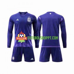 Camisola Júnior Argentina 3 Stars Alternativa Equipamento Copa do Mundo 2022 Manga Comprida