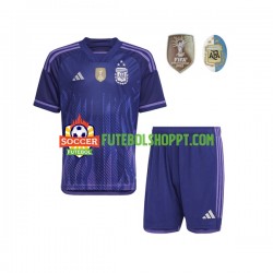 Camisola Júnior Argentina 3 Stars Alternativa Equipamento Copa do Mundo 2022 Manga Curta