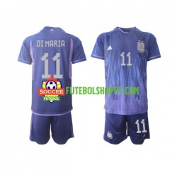 Camisola Júnior Argentina Di Maria 11 Alternativa Equipamento Mundial 2022 Manga Curta