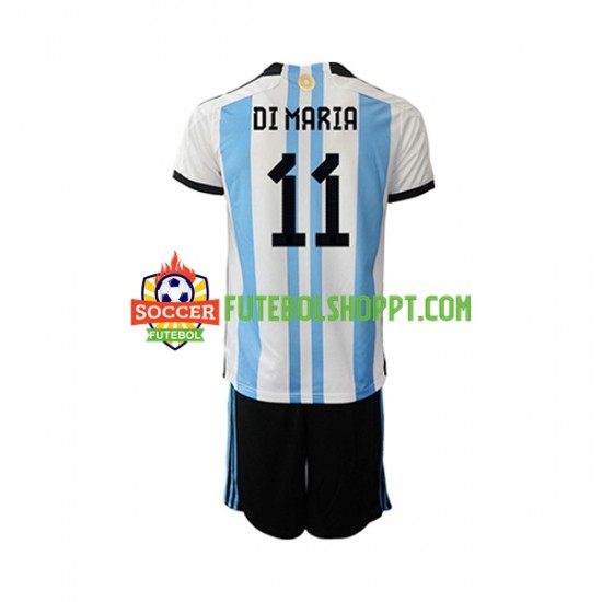 Camisola Júnior Argentina Di Maria 11 Principais Equipamento Copa do Mundo 2022 Manga Curta