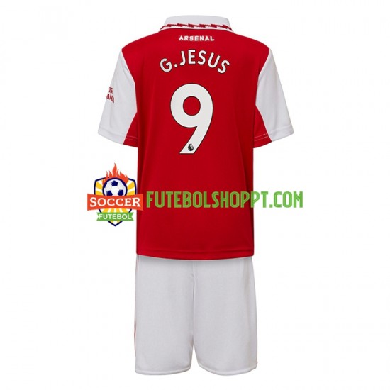 Camisola Júnior Arsenal Gabriel Jesus 9 Principais Equipamento 2022-2023 Manga Curta