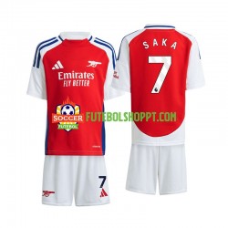 Camisola Júnior Arsenal Saka 7 Principais Equipamento 2024-2025 Manga Curta