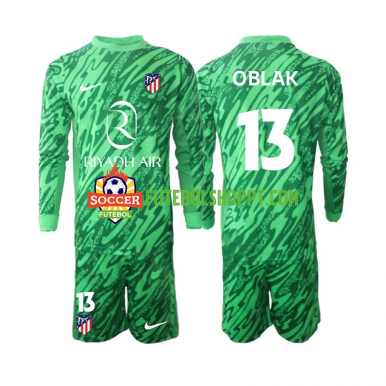 Camisola Júnior Atlético Madrid Jan Oblak 13 Guarda-redes Alternativa Equipamento 2024-2025 Manga Comprida