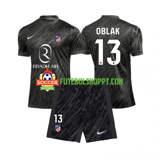 Camisola Júnior Atlético Madrid Jan Oblak 13 Guarda-redes Principais Equipamento 2024-2025 Manga Curta