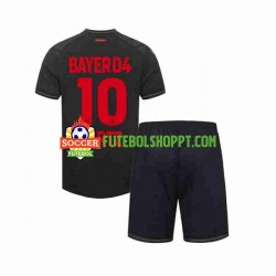 Camisola Júnior Bayer 04 Leverkusen Florian Wirtz 10 Principais Equipamento 2023-2024 Manga Curta