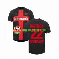 Camisola Homem Bayer 04 Leverkusen Victor Boniface 22 Principais Equipamento 2023-2024 Manga Curta