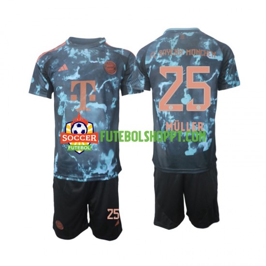 Camisola Júnior Bayern de Munique Muller 25 Alternativa Equipamento 2024-2025 Manga Curta