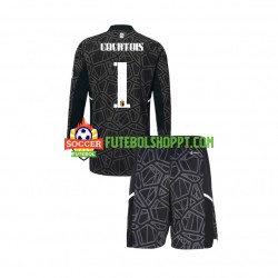 Camisola Júnior Bélgica Courtois 1 Guarda-redes Principais Equipamento Mundial 2022 Manga Comprida