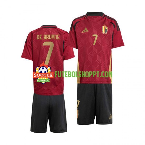 Camisola Júnior Bélgica De Bruyne 7 Principais Equipamento Euro 2024 Manga Curta
