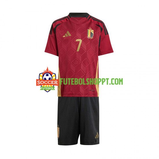 Camisola Júnior Bélgica De Bruyne 7 Principais Equipamento Euro 2024 Manga Curta
