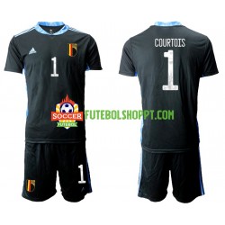 Camisola Júnior Bélgica Thibaut Courtois 1 Guarda-redes Principais Equipamento Euro 2020 Manga Curta