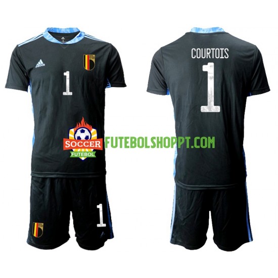 Camisola Júnior Bélgica Thibaut Courtois 1 Guarda-redes Principais Equipamento Euro 2020 Manga Curta